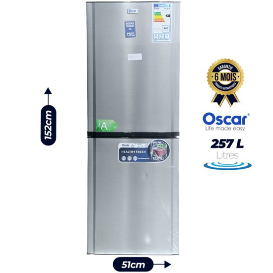 OSCAR Combi Refrigerator 257L – OSC-257R | Black Stainless Steel