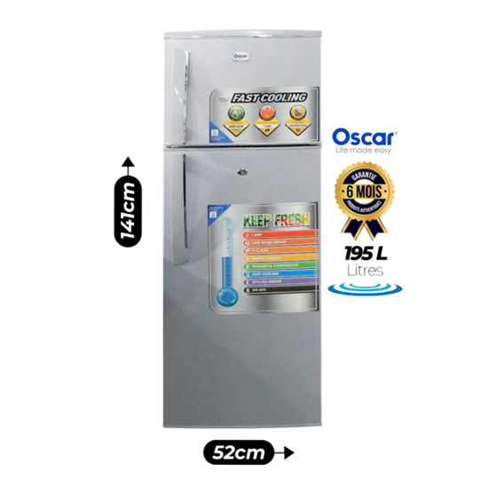 OSCAR Double-Door Refrigerator 195L – OSC-R215S
