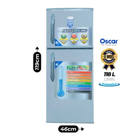 OSCAR Double-Door Refrigerator 118L – OSC-R150S