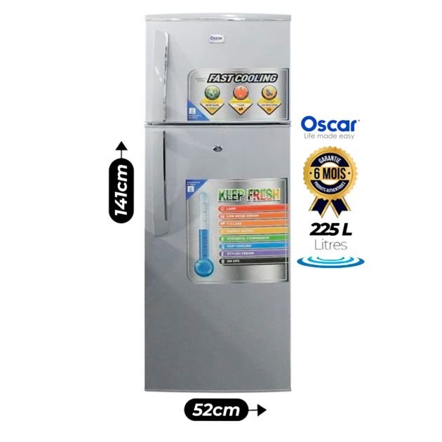 OSCAR Double-Door Refrigerator 225L – OSC-255S | A+