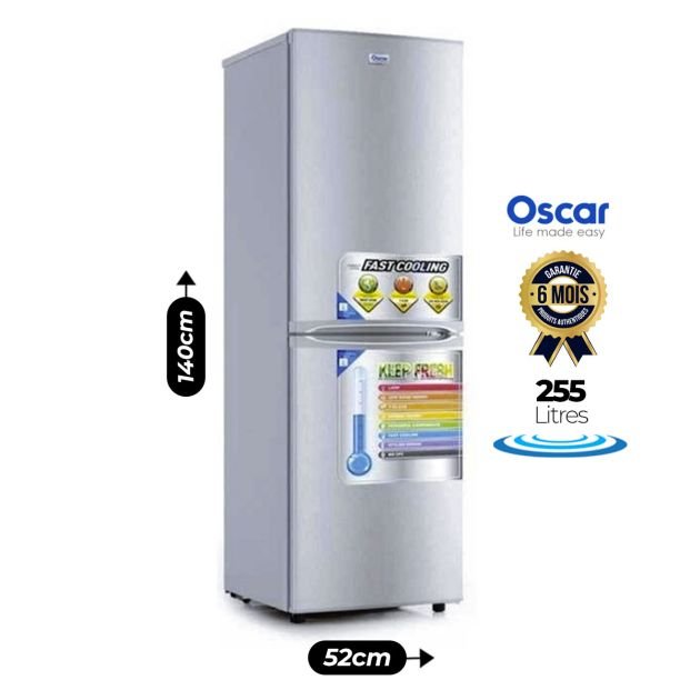 OSCAR Combi Refrigerator 255L – OSC-R355S | Grey