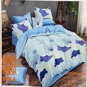 Real Madrid Royal Blue Printed 4-Piece Bedding Sheet Set (3-Seater)